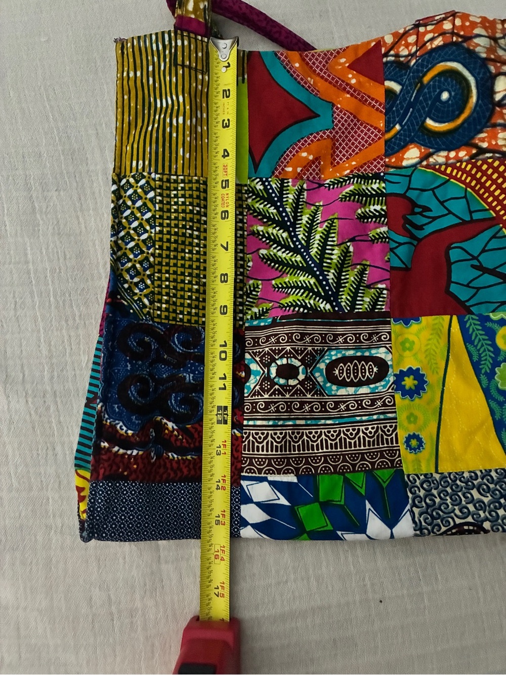 Gorgeous Boho Chic Unique Handmade Patchwork Vibrant Tote Bag, Like New - Picture 14 of 16